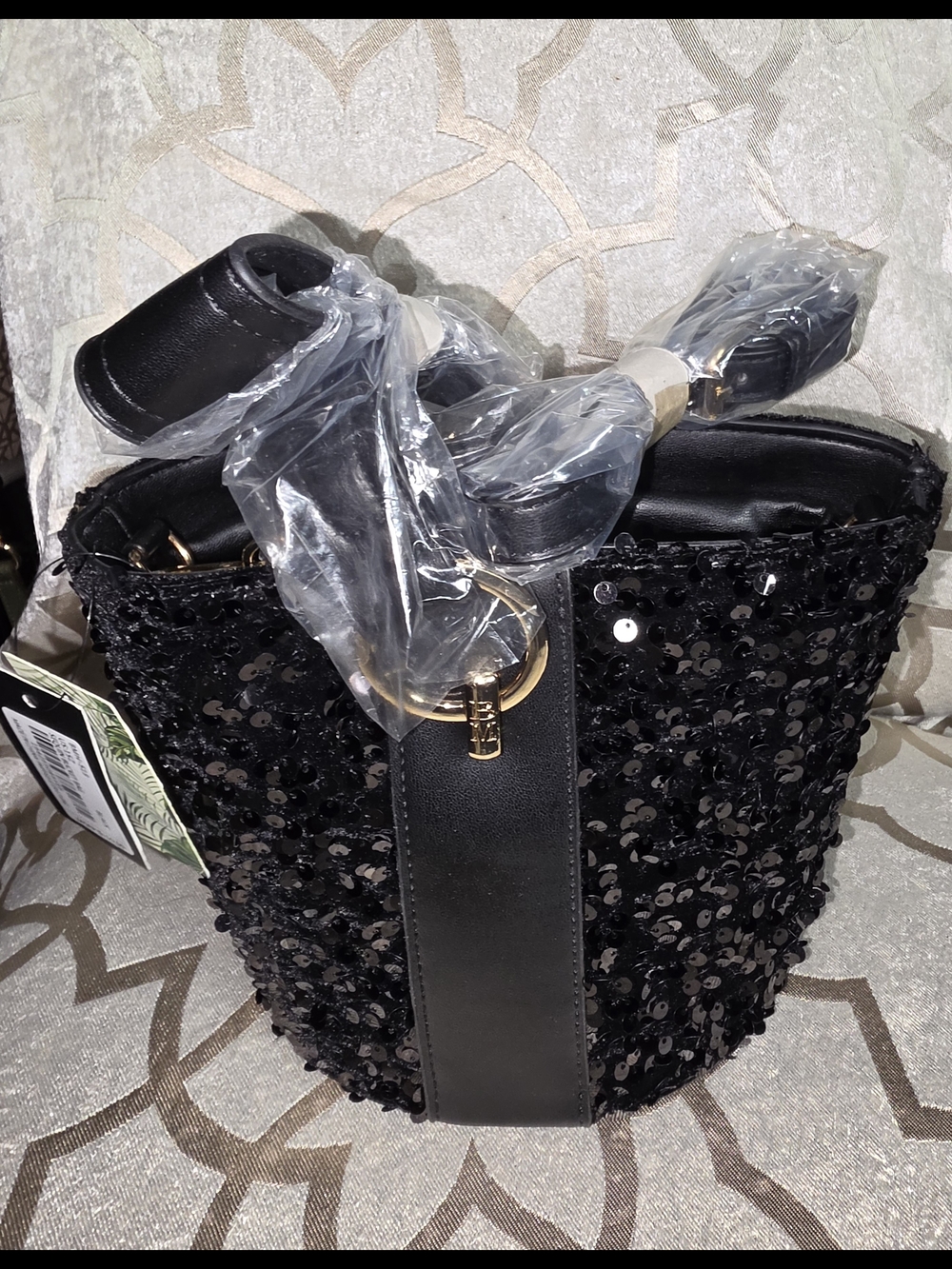 Badgley Mischka Black Sequin Evening Bag - Picture 5 of 10